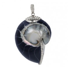 Blue Shell Pendant, Sterling Silver